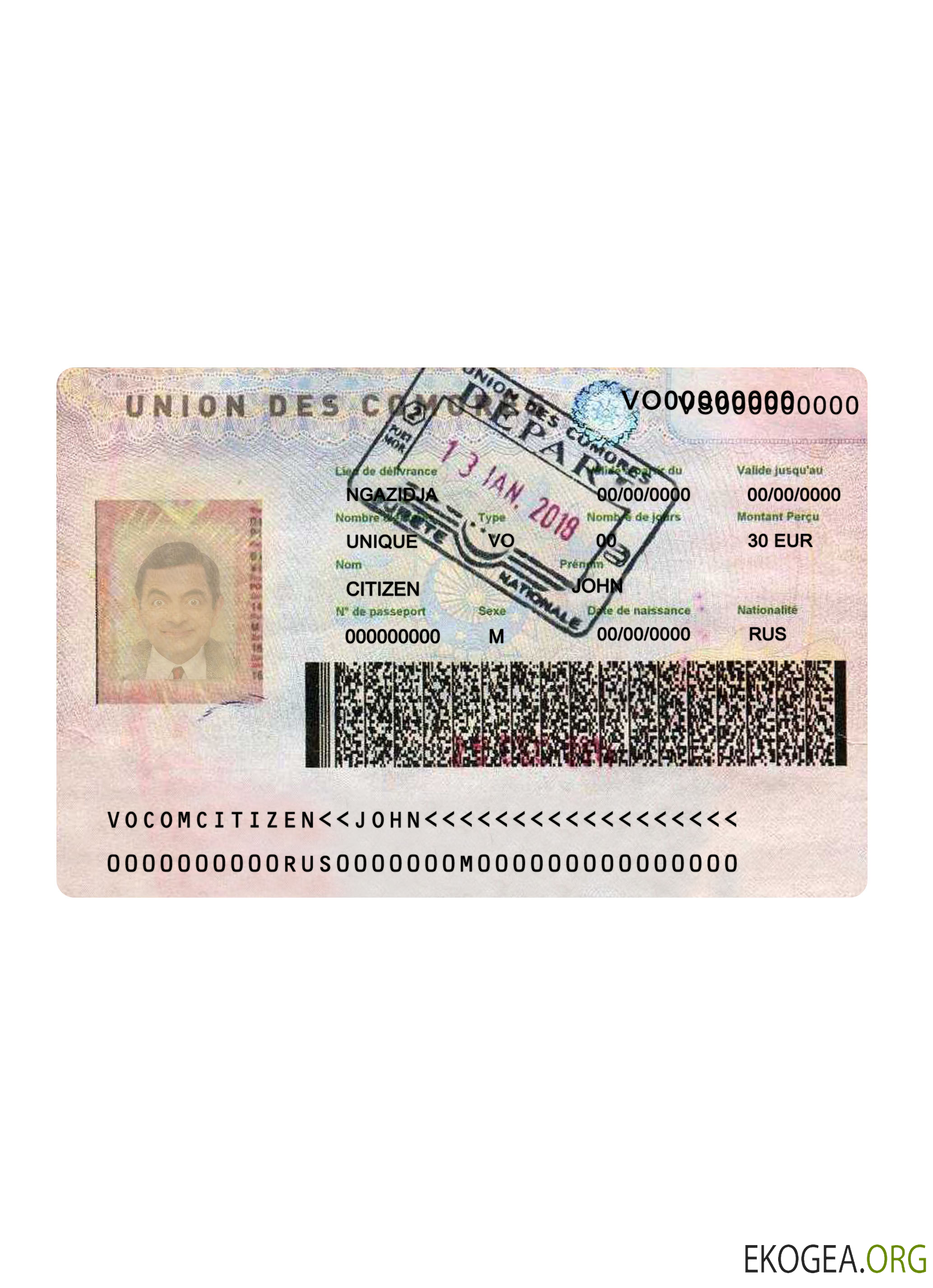 Visa de voyage Union des Comores